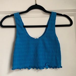 Bright blue crop top
